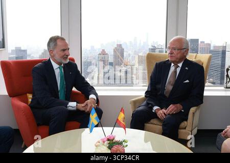New York, USA. September 2025. König Felipe VI. Und König Carlos Gustavo Suecia in New Yok 24. September 2025 Credit: CORDON PRESS/Alamy Live News Stockfoto