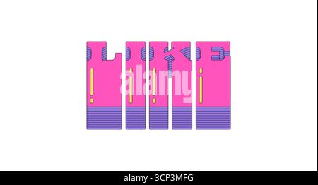 Wie eine mehrschichtige pinkfarbene Vaporwellenknopftypografie Stock Vektor
