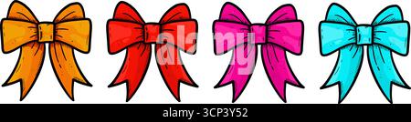 Bunte Schleife Set Hand gezeichnet - Vektor-Illustration Stock Vektor