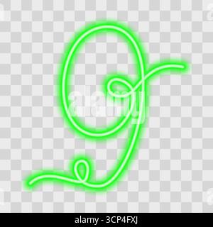 Nummer neun ein Neon leuchtender Effekt kontinuierliche Linie Zahl Linie Art minimalistische Zahl Design Idee. Isolierte Vektor-Illustration Neujahrsgrüße Thematische Karten Aufkleber Symbol Dekor Preis Tag Etiketten Stock Vektor