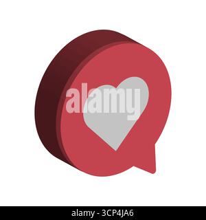 Sprechblase des Herzens. Symbol für Liebesbotschaft. Interaktion in sozialen Medien. Vektor-Chat-Illustration. Stock Vektor
