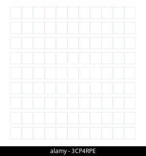 Arbeitsmappe zum Schreiben von Hieroglyphen. Liniertes Papier zum Drucken. Geometrisches Muster für die Schule. Realistisches liniertes Papier. Simulator zum Schreiben von Chinesisch Stock Vektor