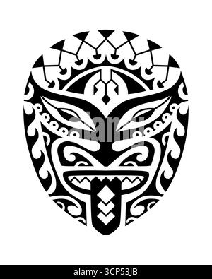 Traditionelle Maori-Maske, Gesichtstattowierung Stock Vektor