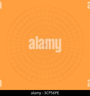 Kreisförmiges Raster mit Polarkoordinaten auf weißem Hintergrund isoliert. 360 Grad Skala. Leeres Polar Graph-Papier. Vektorabbildung. Mathematisches Diagramm Stock Vektor