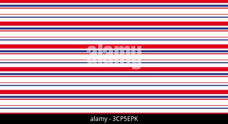 Einfaches nahtloses Streifentextil, Tapetenmuster Vektor-Textur. Markiert horizontales Hintergrundgewebe in roten und blauen Farben Stock Vektor