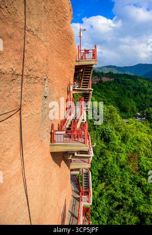 Maijishan Grottoes, ein Weltkulturerbe in Tianshui, Provinz Gansu Stockfoto
