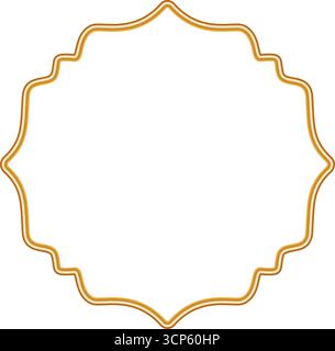 Goldene Ziervignette mit 3D-Rand. Geometrischer, glänzender Rahmen mit verzierten goldenen Verzierungen. Für Zertifikate, Auszeichnungen, Stempel, Etiketten, Abzeichen, verschiedene d Stock Vektor