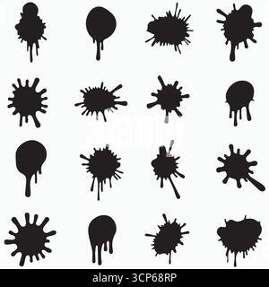 Vektor-Tinte Splatter Silhouetten Set mit tropfenden Farben Blots und Grunge Tropfen isoliert auf weißem Hintergrund für Design Gebrauch Stock Vektor