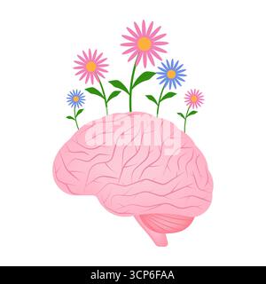 Psychische Gesundheitskonzepte. Psychische Krankheitsbehandlung. Welttag Der Psychischen Gesundheit. Vektorabbildung. Stock Vektor