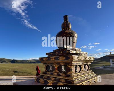 Nonnenkloster Anigongma, Dorf Gerima, Tagong (Lhagang), Autonome tibetische Präfektur Garzê, Sichuan, China. Stockfoto