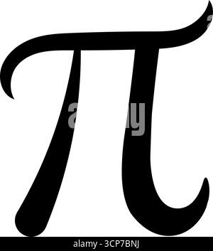 Symbol für stilisiertes Pi. Schwarzer griechischer Buchstabe, der die mathematische Konstante 3,14 darstellt. Stock Vektor