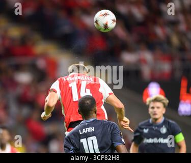 Braga, Braga, Portugal. September 2025. GUSTAF LAGERBIELKE vom SC Braga wurde am 24. September im Estadio Municipal de Braga, Braga, Portugal, beim Spiel der UEFA Europe League 2025/26 zwischen SC Braga und Feyenoord am 24. September 2025 im Estadio Municipal de Braga, Braga, Portugal (Credit Image: © Miguel Lemos/ZUMA Press Wire) NUR ZUR REDAKTIONELLEN VERWENDUNG gesehen! Nicht für kommerzielle ZWECKE! Stockfoto