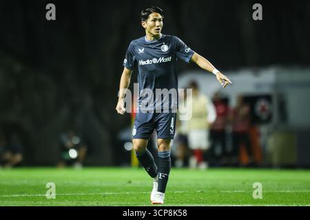 Braga, Portugal. September 2025. Tsuyoshi WATANABE aus Feyenoord während der UEFA Europa League, League-Phase, MD1-Fußballspiel zwischen SC Braga und Feyenoord Rotterdam am 24. September 2025 im Estadio Municipal de Braga in Braga, Portugal - Foto Filipe Oliveira/Matthieu Mirville/DPPI Credit: DPPI Media/Alamy Live News Stockfoto