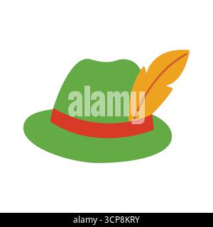 Deutscher Hut. Isolierter weißer Hintergrund. Vektorabbildung mit flachem Stil. Stock Vektor