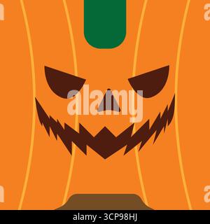 Eine kühne Halloween-Illustration eines gruseligen Monsterkürbis mit scharfen Zähnen und unheimlichen Augen. Perfekt für saisonale Dekorationen, Poster und Partyeinladungen Stock Vektor