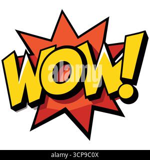 EIN „WOW!“ Comic-Burst, ideal, um Überraschungen, Spannung oder Staunen in einem dynamischen Comic- oder Pop-Art-Stil zu vermitteln. Stock Vektor