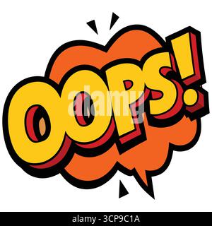 Ein Oops-Comic-Burst, perfekt für die Illustration eines Fehlers, Fehlers oder Überraschungsmoments in einem Comic-Stil. Stock Vektor