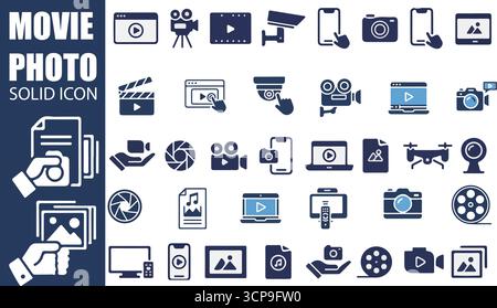 Kino- und Fotosymbole | SVG- und PNG-Vektorset Stock Vektor