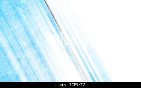 Weißer und blauer Grunge Streifen abstrakt geometrischer Hintergrund. Vector Tech Retro-Design Stock Vektor