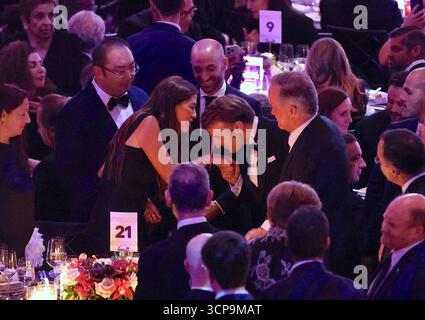 Der französische Präsident Emmanuel Macron nimmt am 24. September 2025 an den Atlantic Council Global Citizen Awards im Ziegfeld Ballroom in New York Teil. Foto: Charles Guerin/ABACAPRESS.COM Credit: Abaca Press/Alamy Live News Stockfoto