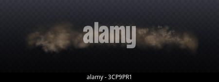 Sandexplosion, Wolkenrauch. Realistischer brauner Rauch oder Dunst, Überlagerungseffekt. Magischer Nebel, Dampf. Sandsturm-Spritzer. Abstrakte Vektorillustration Stock Vektor