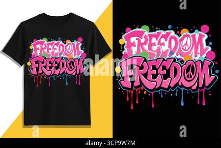 Freedom Concept wiederholtes Textmuster, Freiheit und Unabhängigkeit Grunge-Vektor-Illustrationsdesign Stock Vektor