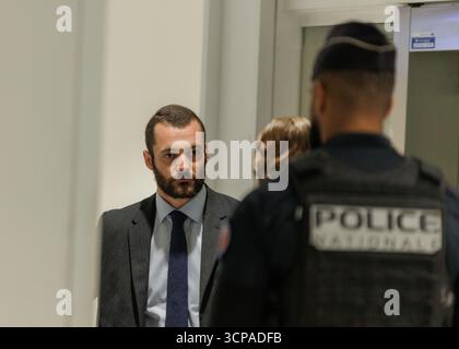 Saint Ouen, Paris, Frankreich. September 2025. Louis Sarkoz vor dem Pariser Gericht für den Sarkozy-Gaddafi-Prozess. (Kreditbild: © Sadak Souici/ZUMA Press Wire) NUR REDAKTIONELLE VERWENDUNG! Nicht für kommerzielle ZWECKE! Stockfoto