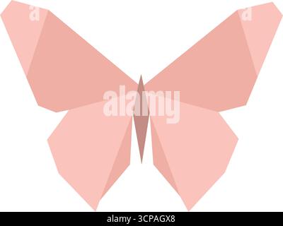 Eleganter Origami-Schmetterling in sanften Rosa-Tönen, der Ihren Designs einen Hauch von moderner minimalistischer Schönheit verleiht, perfekt für Frühlingsaktionen und kreative PR Stock Vektor