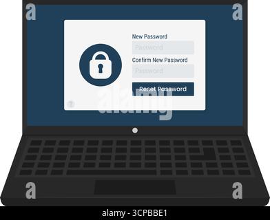 Schnittstelle zum Zurücksetzen des Kennworts auf dem Laptop-Bildschirm Stock Vektor