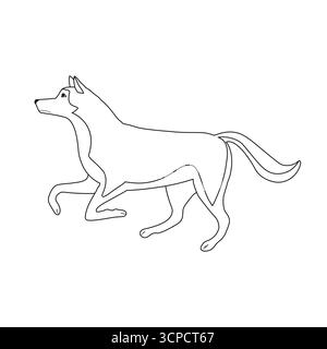 Vektor flach Hand gezeichnet Umriss laufender Husky Hund Stock Vektor