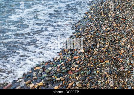 Nahaufnahme der Kieselsteine am Strand Stockfoto