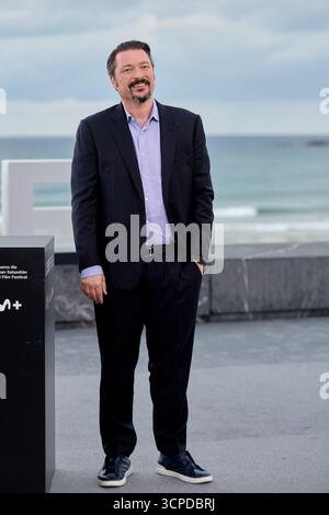 James Vanderbilt besucht den Photocall Nürnberg während des 73. San Sebastian Donostia International Film Festival am 25. September in San Sebastian, Spanien. (Foto: COOLMedia/NurPhoto) Credit: NurPhoto SRL/Alamy Live News Stockfoto