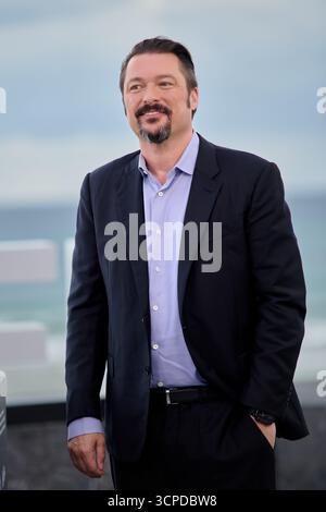 James Vanderbilt besucht den Photocall Nürnberg während des 73. San Sebastian Donostia International Film Festival am 25. September in San Sebastian, Spanien. (Foto: COOLMedia/NurPhoto) Credit: NurPhoto SRL/Alamy Live News Stockfoto