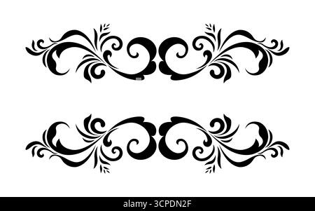 Blumenrahmen ornamental Vintage Silhouette Art Illustration Design isoliert auf weißem Hintergrund Stock Vektor