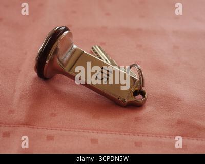 Der Schlüssel mit der Nummer 15 liegt auf einem Tisch Stockfoto