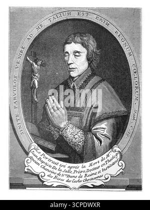 Porträt des Seligen de la Salle (Baptiste-de-La-Salle) 1651-1719 Doktor der Theologie aus einem Porträt der Zeit aus einer Ausgabe von Le Crucifi aus dem Jahr 1902 Stockfoto