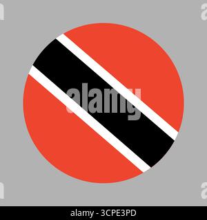 Trinidad und Tobago Kreisflagge. Offizielle Farben. Rund um die Nationalflagge von Trinidad und Tobago. Flaggentaste, Abzeichen, Hintergrund. Stock Vektor