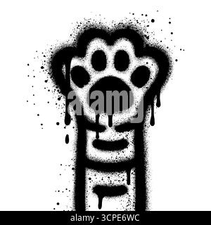 Pfotensymbol im Graffiti-Stil mit schwarzer Sprühfarbe. Stock Vektor