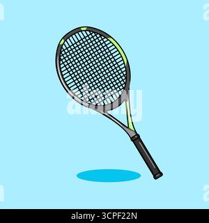 Tennisschläger auf blauem Hintergrund Vektor Illustration Cartoon Design Stock Vektor