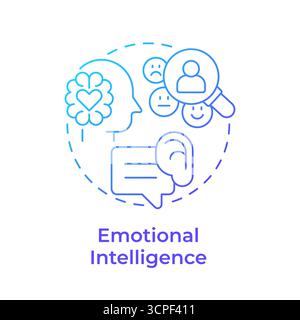 Symbol für das Konzept der emotionalen Intelligenz mit blauem Gradienten Stock Vektor