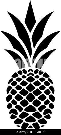 Ananas-Silhouette. Diese Ananas-Silhouette ist perfekt für Logos, Projekte mit tropischen Motiven, T-Shirt-Prints, Poster und Branding-Materialien geeignet. Stock Vektor