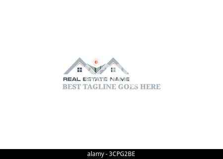 Immobilienlogo, Immobilienlogo, Baulogo, Dachlogo, Immobilienlogo, Gebäudelogo, Hauslogo, Gebäudelogo, Firmenlogo, Immobilien Stock Vektor