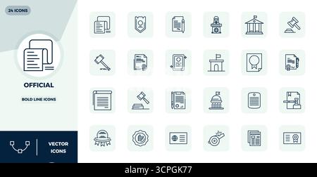 Sorgfältig gefertigte 24 Bold Line Vector Icons für Official, geliefert in 128x128 PIXEL perfekter Qualität für kompromisslose Designstandards. Stock Vektor