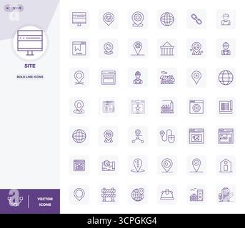 Entdecken Sie die perfekten Vektorsymbole mit 42 PIXELN in einer Auflösung von 128 x 128, inspiriert von Site. Perfekt für Web- und App-Schnittstellen. Stock Vektor