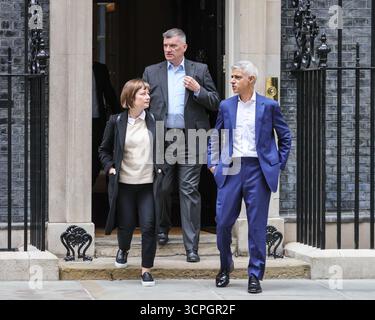 London, Großbritannien. September 2025. Sadiq Khan, Bürgermeister von London, wird heute Morgen in der Downing Street 10 gesehen. Quelle: Imageplotter/Alamy Live News Stockfoto