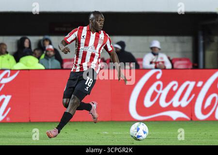 Buenos Aires, Argentinien. September 2025. BUENOS AIRES, ARGENTINIEN - 25. SEPTEMBER: Cetré of Estudiantes beim Copa Libertadores Viertelfinale 2025 zwischen Estudiantes und Flamengo im Estadio Jorge Luis Hirschi am 25. September 2025 in Buenos Aires, Argentinien (Foto: Marco Buenavista/Sports Press Photo) Credit: SPP Sport Press Photo. /Alamy Live News Stockfoto
