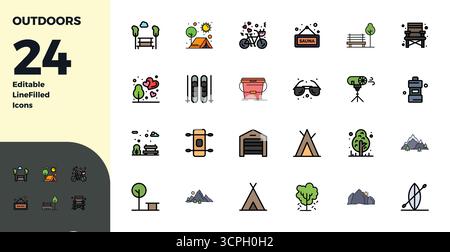 Entdecken Sie 24 perfekte Vektorsymbole mit Duotone PIXELN in einer Auflösung von 128x128, inspiriert von der Natur. Perfekt für Web- und App-Schnittstellen. Stock Vektor