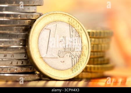 Euro Währung Eurowährung mit Euromünzen im Detail *** Euro-Währung Euro-Währung mit Euro-Münzen im Detail Stockfoto