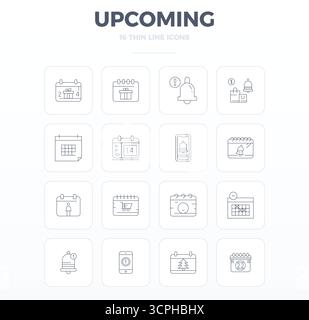 Die ultimative Sammlung von 16 Vektorsymbolen, die in Thin Outline-Ästhetik erscheinen, optimiert mit einer perfekten Auflösung von 128x128 PIXELN für maximale im Stock Vektor