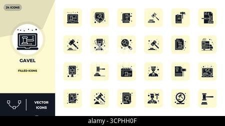 Entdecken Sie die perfekten Vektorsymbole mit 24 PIXELN in einer von Gavel inspirierten Auflösung von 128x128. Perfekt für Web- und App-Schnittstellen. Stock Vektor